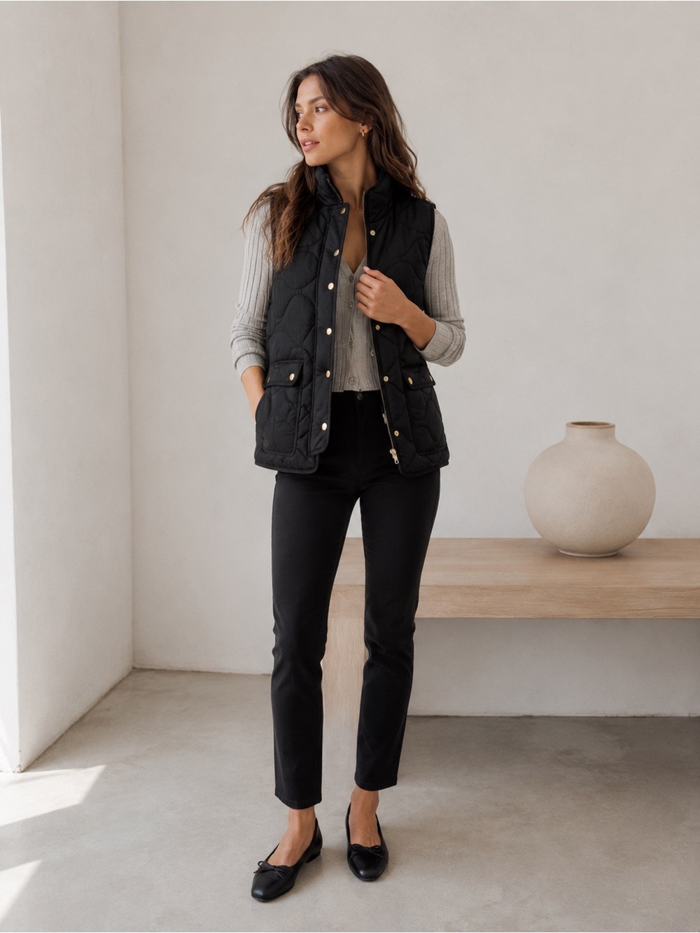 J.Crew Primaloft Black Quilted Vest Black